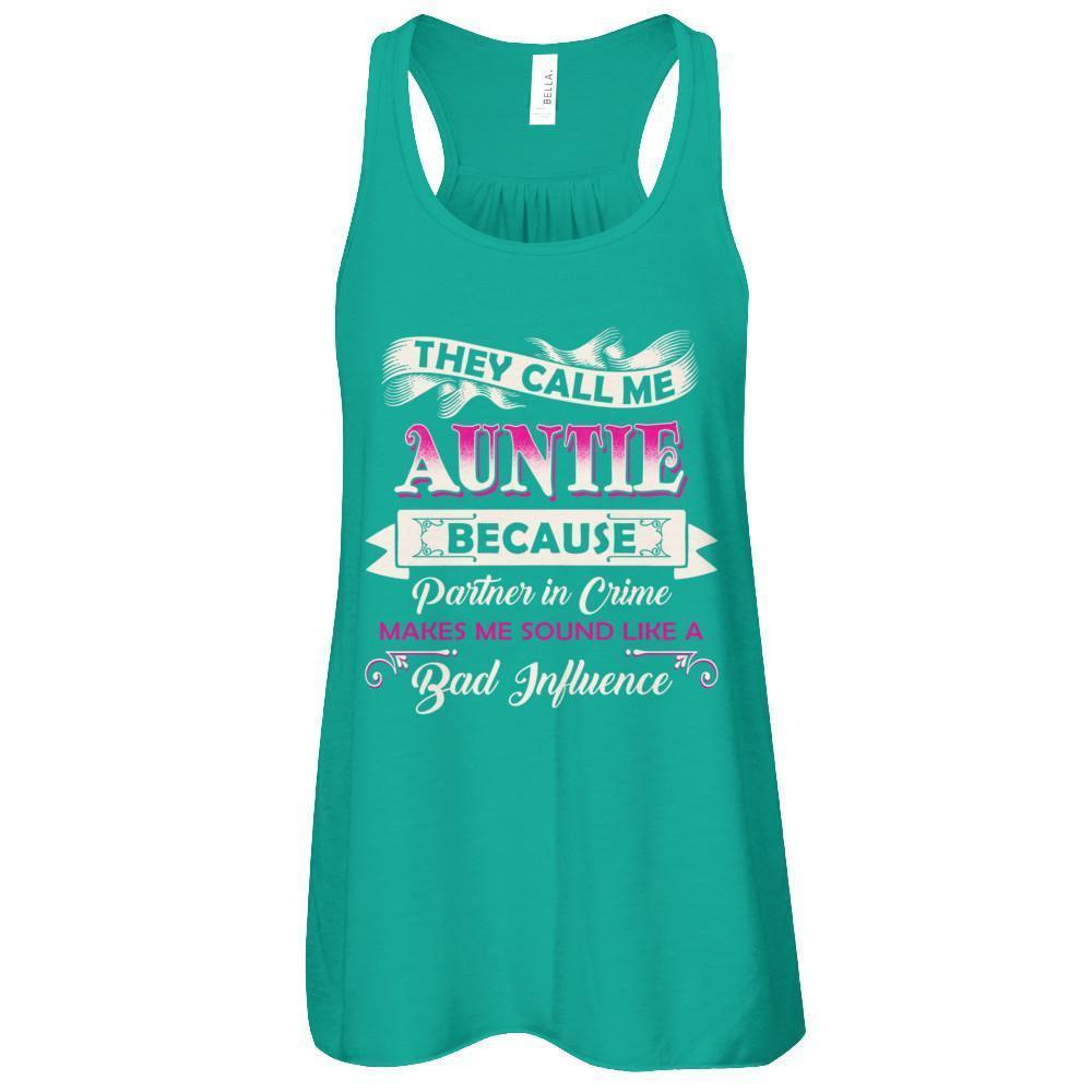 They Call Me Auntie Because Partner In Crime-T-Shirt & Tank Top-Women's Flowy Racerback Tank-Kelly