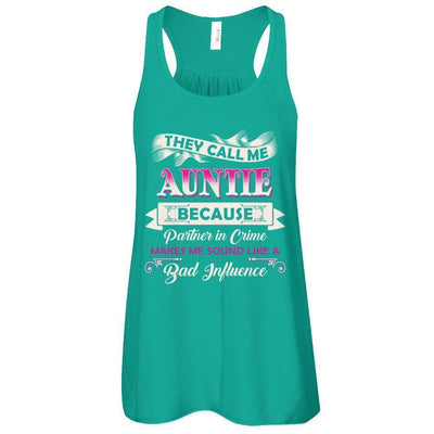 They Call Me Auntie Because Partner In Crime-T-Shirt & Tank Top-Women's Flowy Racerback Tank-Kelly