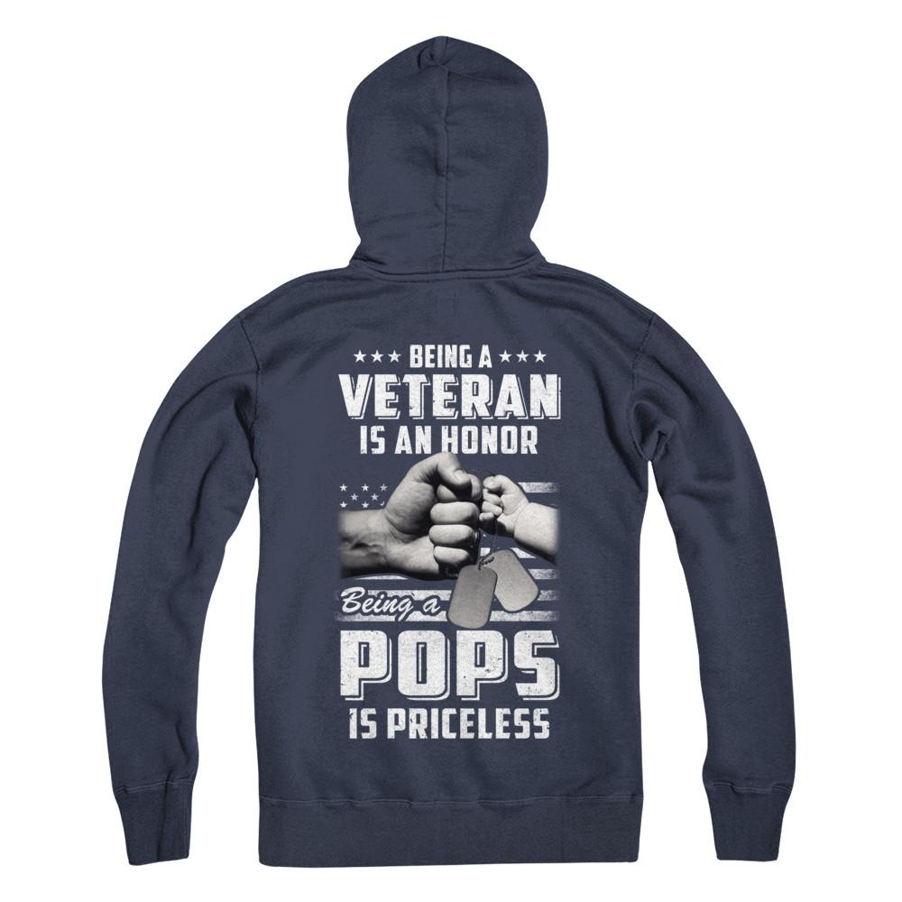 Being A Veteran Is An Honor Being A Pops Is Priceless-T-Shirt & Hoodie-Pullover Hoodie-Navy