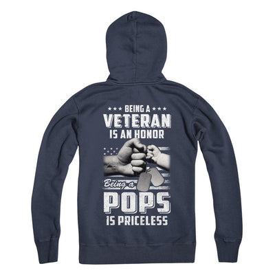 Being A Veteran Is An Honor Being A Pops Is Priceless-T-Shirt & Hoodie-Pullover Hoodie-Navy