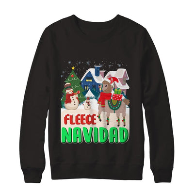 Fleece Navidad Llama Christmas Gifts Spanish-T-Shirt & Sweatshirt-Crewneck Sweatshirt-Black