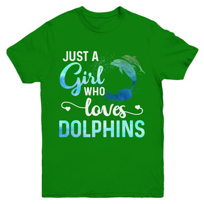 Just A Girl Who Loves Dolphins Youth-Youth Shirt-Youth T-Shirt-Irish Green