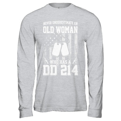 Never Underestimate An Old Woman Who Has DD214-T-Shirt & Hoodie-Long Sleeve T-Shirt-Sport Grey