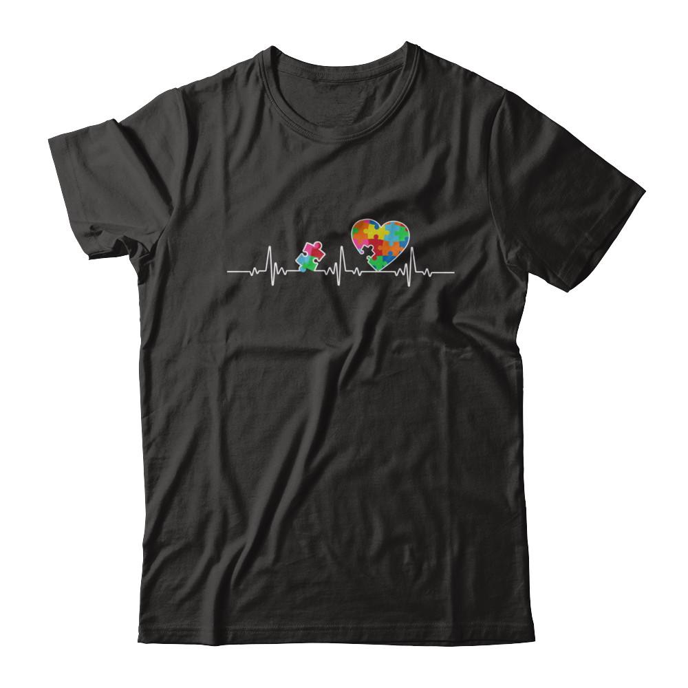 Autism Puzzle Heartbeat Autism Awareness-T-Shirt & Hoodie-Classic T-Shirt-Black