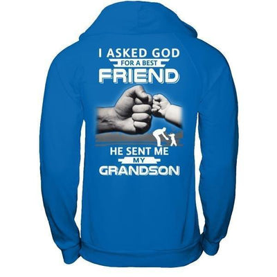 I Asked God For A Best Friend He Sent Me My Grandson-T-Shirt & Hoodie-Pullover Hoodie-Royal