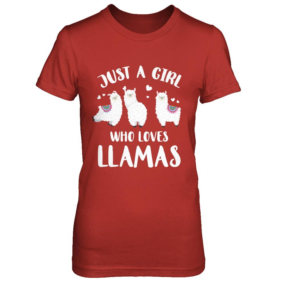Just A Girl Who Loves Llamas-T-Shirt & Hoodie-Women's T-Shirt-Red