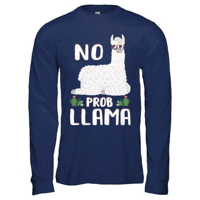 No Prob Llama No Drama Mama Alpaca Llamacorn-T-Shirt & Hoodie-Long Sleeve T-Shirt-Navy