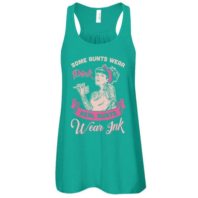 Some Aunts Wear Pink Real Aunts Wear Ink-T-Shirt & Tank Top-Women's Flowy Racerback Tank-Kelly