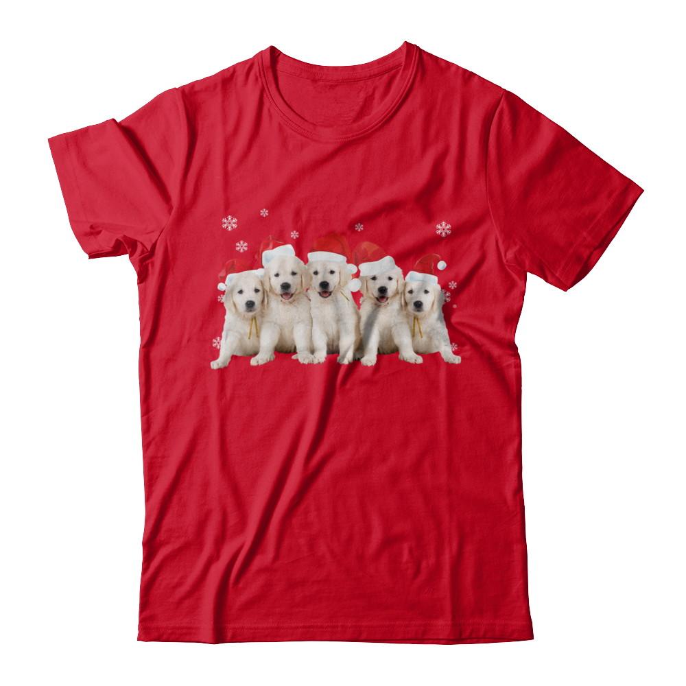 Funny Golden Retriever Puppies Christmas Dog Gift-T-Shirt & Hoodie-Premium T-Shirt-Red