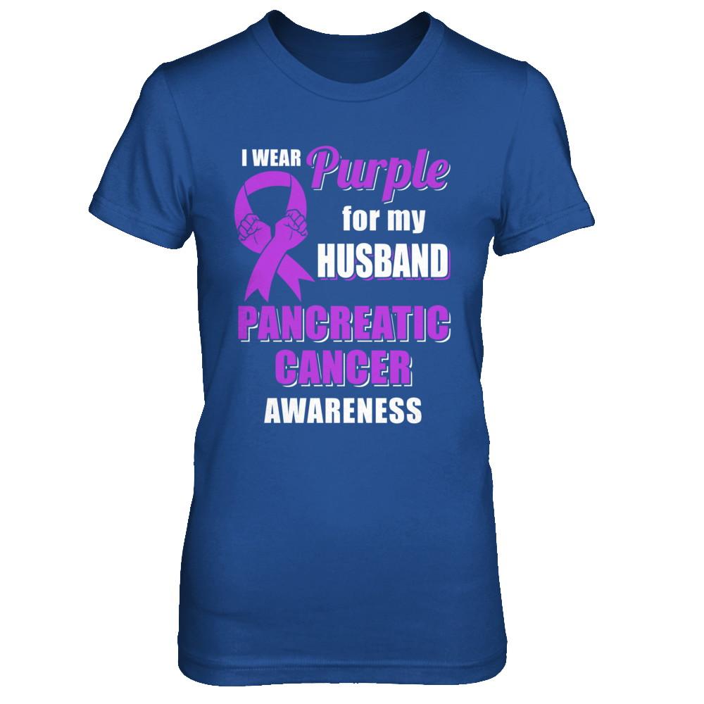 I Wear Purple For My Husband Pancreatic Cancer Wife-T-Shirt & Hoodie-Women's T-Shirt-Royal