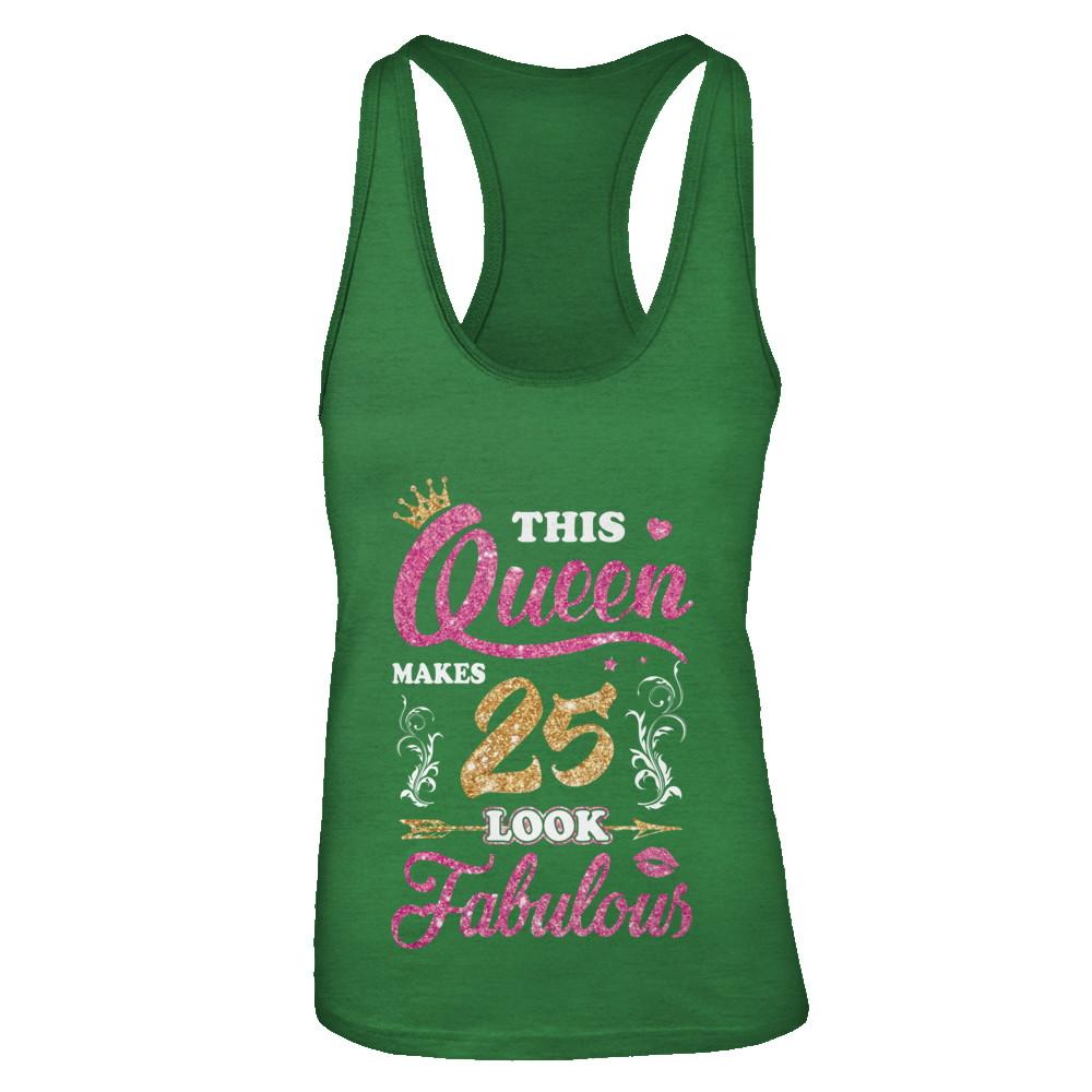 This Queen Makes 25 Look Fabulous 1996 25th Birthday-T-Shirt & Tank Top-Women's Ideal Racerback Tank-Kelly Green