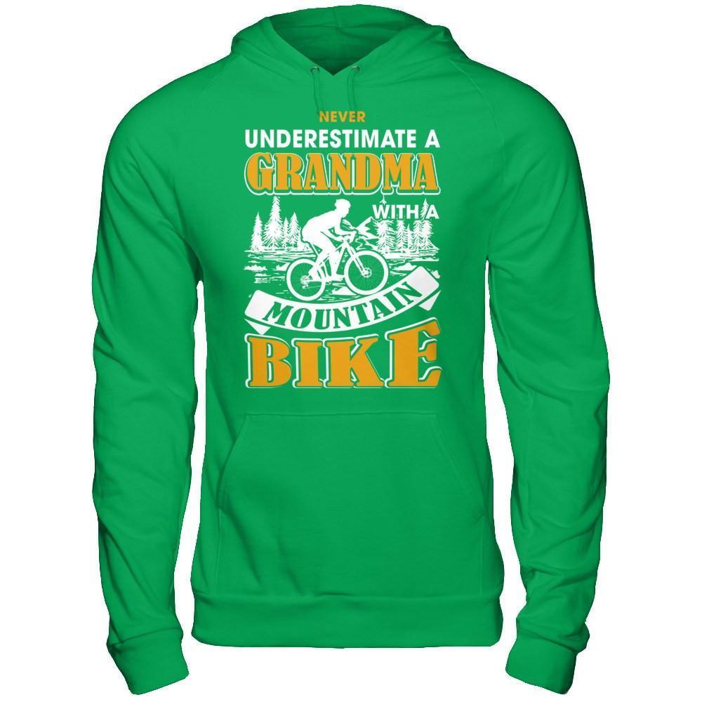 Never Underestimate A Grandma With A Mountain Bike-T-Shirt & Hoodie-Pullover Hoodie-Irish Green