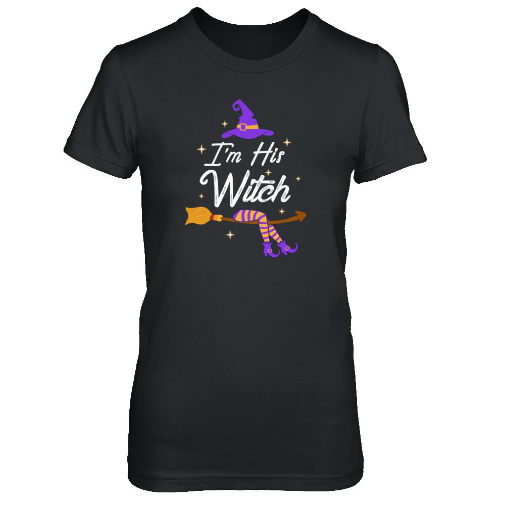 I'm His Witch Matching Boyfriends Husband Halloween-T-Shirt & Tank Top-Women's T-Shirt-Black
