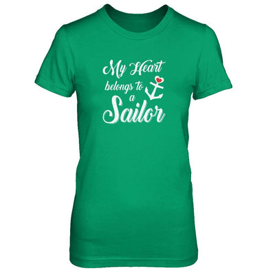 My Heart Belongs To A Sailor Wife Gift-T-Shirt & Tank Top-Women's T-Shirt-Irish Green