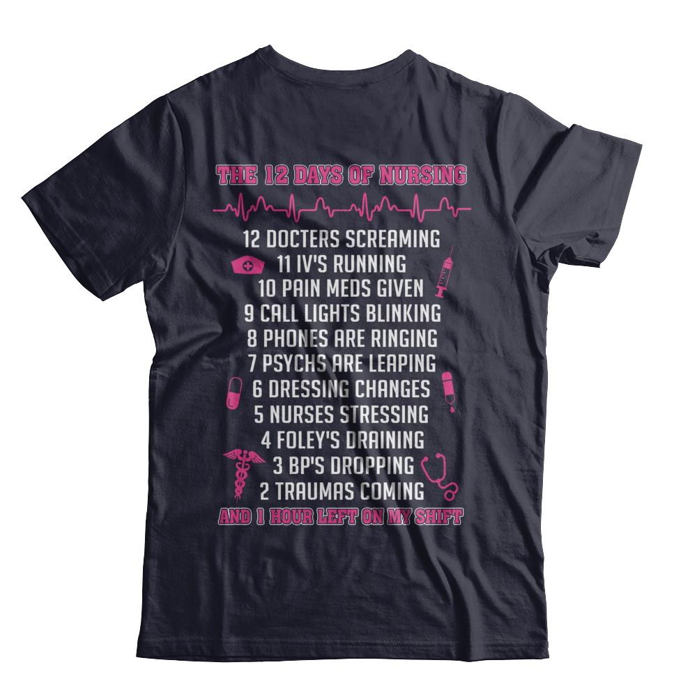 Nurse 12 Days Of Nursing Funny-T-Shirt & Sweatshirt-Premium T-Shirt-Midnight Navy