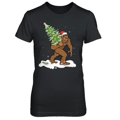 Bigfoot Christmas Tree Boys Men Sasquatch Santa Gift-T-Shirt & Sweatshirt-Women's T-Shirt-Black