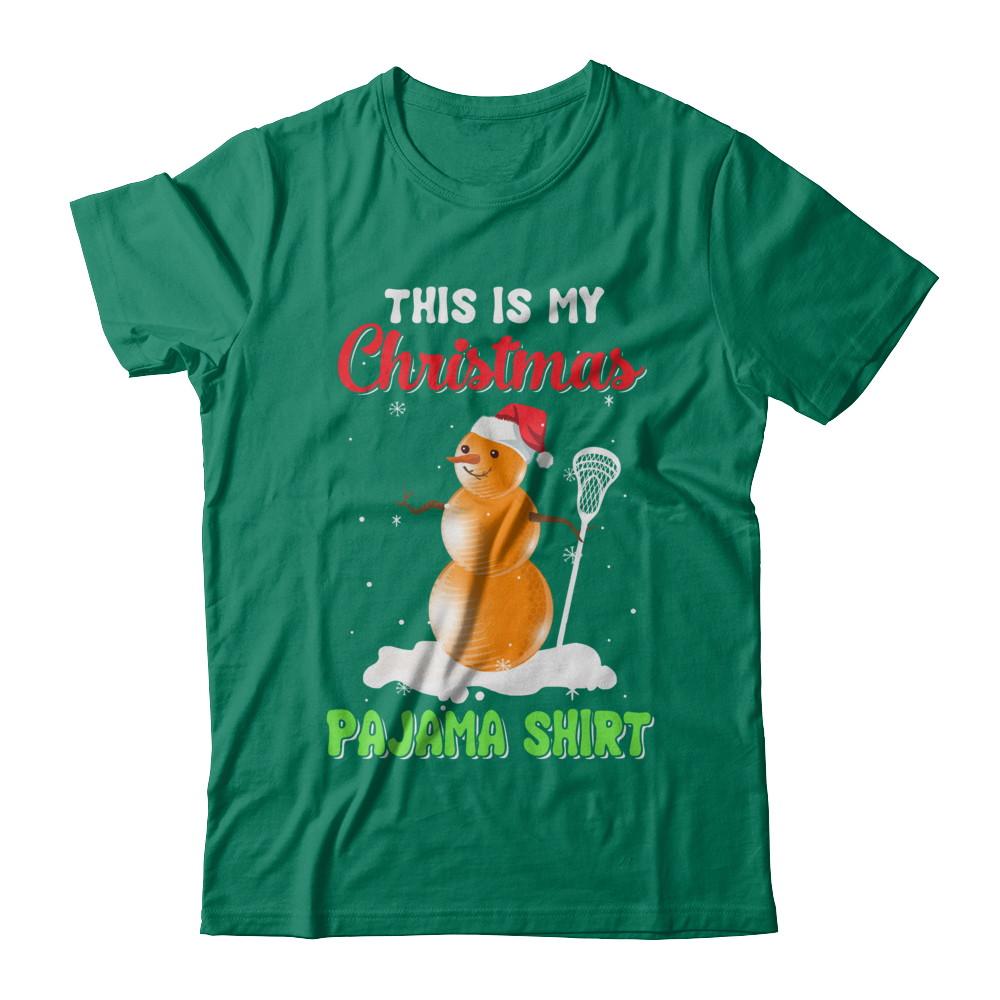This Is My Christmas Pajama Xmas Snowman Lacrosse-T-Shirt & Sweatshirt-Classic T-Shirt-Kelly Green
