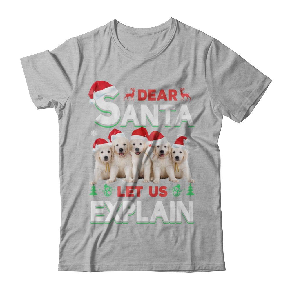 Dear Santa Funny Golden Retriever Puppies Christmas Gift-T-Shirt & Hoodie-Premium T-Shirt-Heather Gray