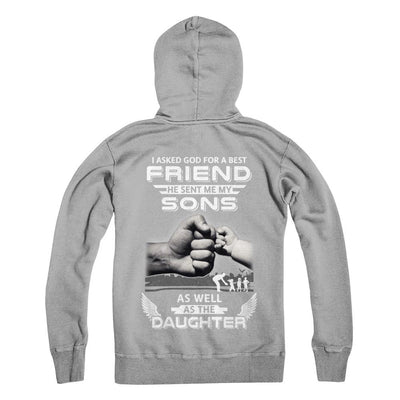 I Asked God For A Best Friend He Sent Me My Sons And Daughter-T-Shirt & Hoodie-Pullover Hoodie-Light Steel
