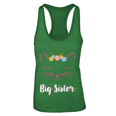 Kitty Cat Big Sister I'm Going To Be A Big Sister-T-Shirt & Tank Top-Women's Ideal Racerback Tank-Kelly Green