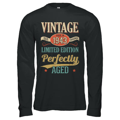 Vintage Premium Made In 1943 78th Birthday Gift-T-Shirt & Hoodie-Long Sleeve T-Shirt-Black