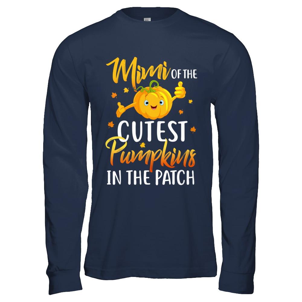 Halloween Mimi Of Cutest Pumpkins In The Patch-T-Shirt & Hoodie-Long Sleeve T-Shirt-Navy