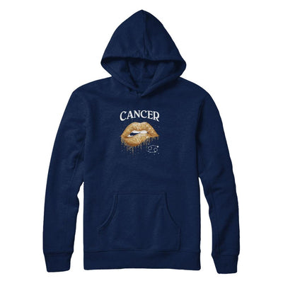 Cancer Zodiac June July Birthday Gift Golden Lipstick-T-Shirt & Tank Top-Pullover Hoodie-Navy