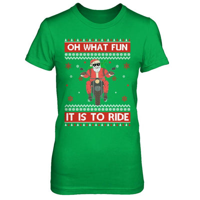 Oh What Fun It Is To Ride Motorcycle Christmas Sweater-T-Shirt & Sweatshirt-Women's T-Shirt-Irish Green