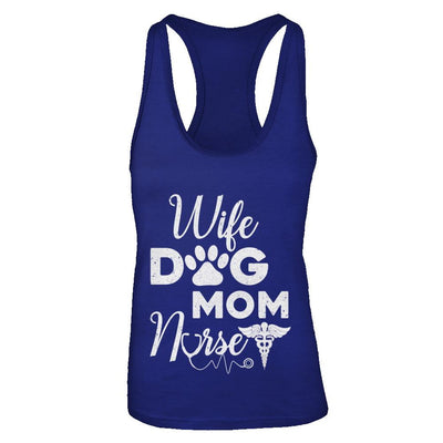 Wife Dog Mom Nurse-T-Shirt & Tank Top-Women's Ideal Racerback Tank-Royal