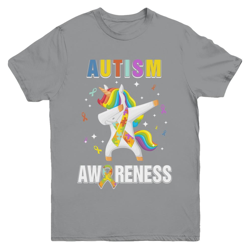 Inspirational Autism Awareness Unicorn Support Youth-Youth Shirt-Youth T-Shirt-Sport Grey
