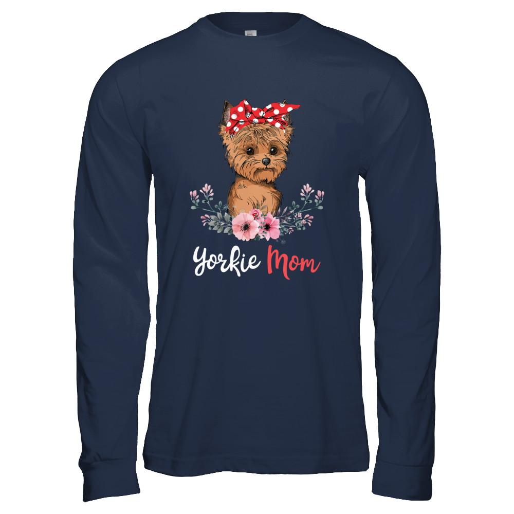 Yorkie Mom Gift For Women Dog Lover-T-Shirt & Hoodie-Long Sleeve T-Shirt-Navy