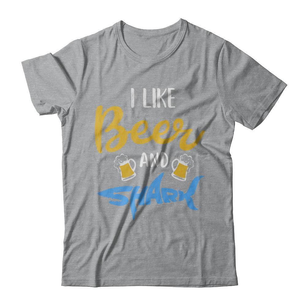 Funny Ocean I Like Beer And Sharks Gift-T-Shirt & Hoodie-Classic T-Shirt-Sport Grey