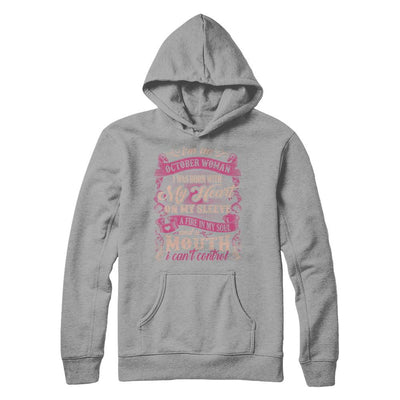 I Am An October Woman I Was Born With My Heart On My Sleeve-T-Shirt & Sweatshirt-Pullover Hoodie-Light Steel