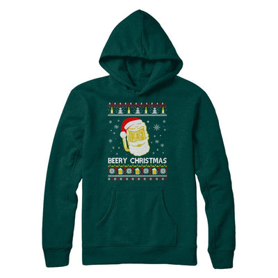 Beery Christmas Ugly Christmas Sweater Christmas Beer-T-Shirt & Sweatshirt-Pullover Hoodie-Deep Forest