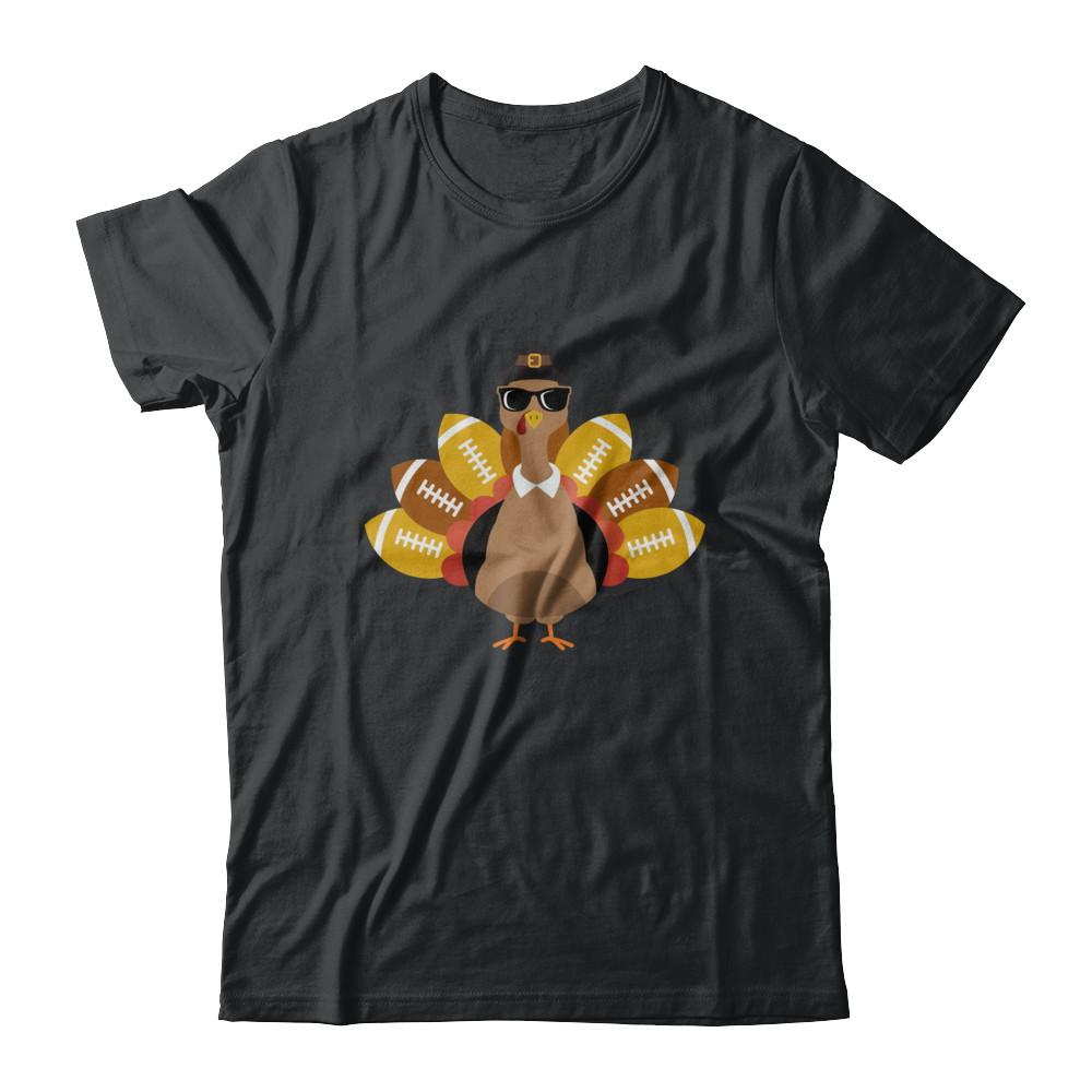 Turkey And Football Thankful Funny Thanksgiving-T-Shirt & Hoodie-Classic T-Shirt-Black