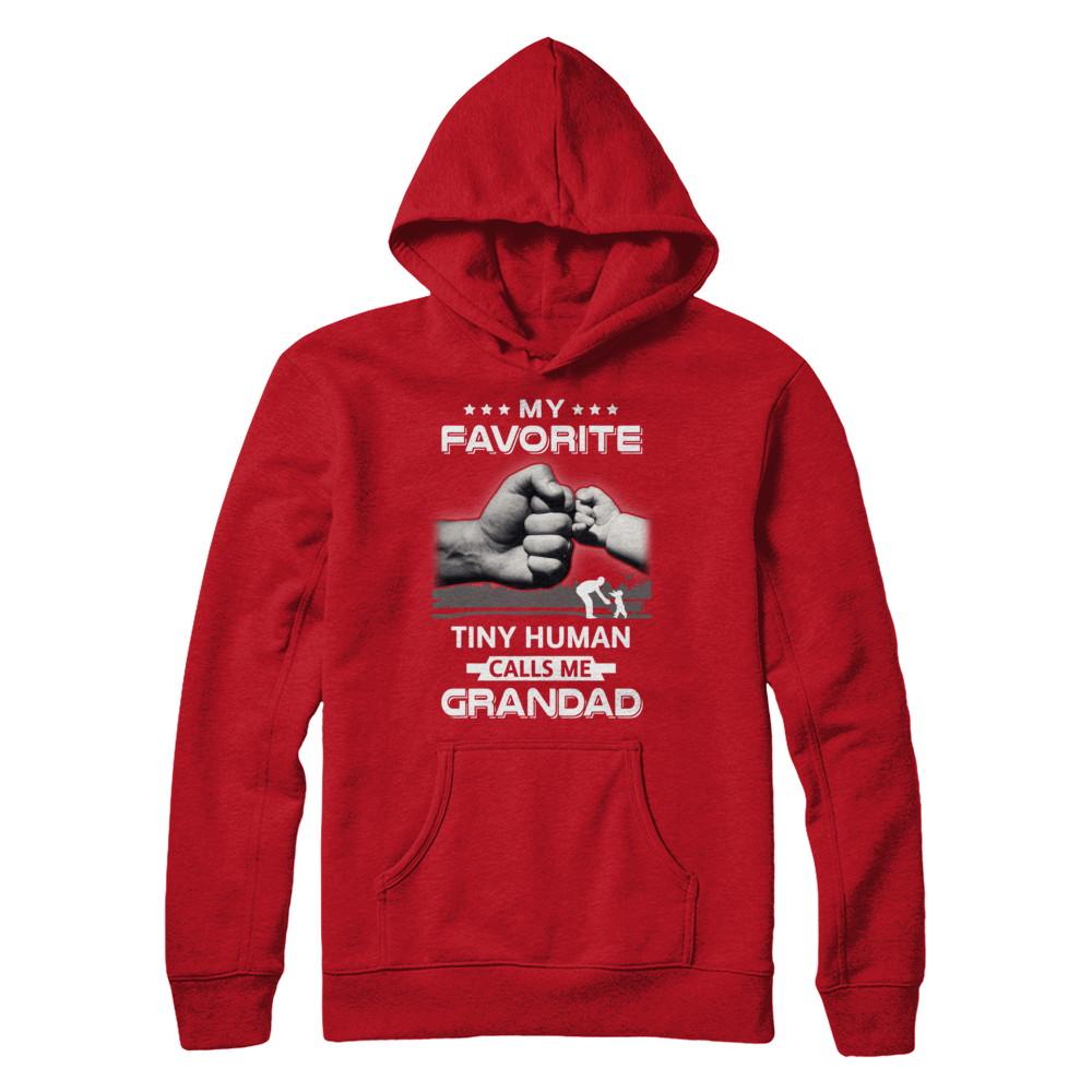 My Favorite Tiny Human Calls Me Grandad-T-Shirt & Hoodie-Pullover Hoodie-Red