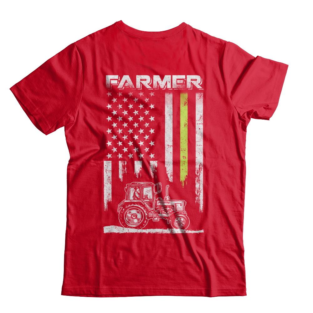 Farmer Patriotic American Flag-T-Shirt & Hoodie-Premium T-Shirt-Red