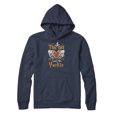 This Girl Love Her Dog Yorkie Halloween-T-Shirt & Tank Top-Pullover Hoodie-Navy