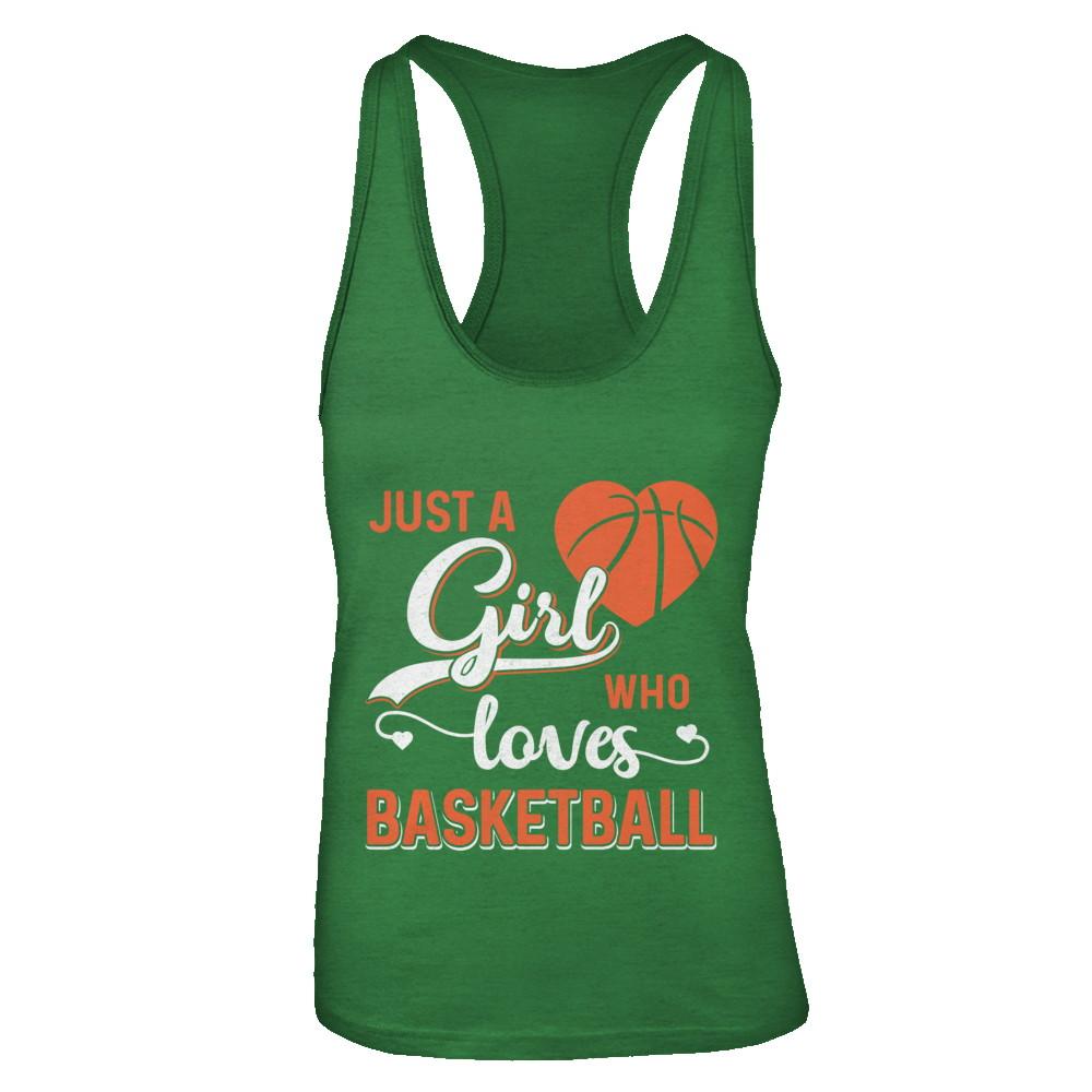 Just A Girl Who Loves Basketball-T-Shirt & Tank Top-Women's Ideal Racerback Tank-Kelly Green