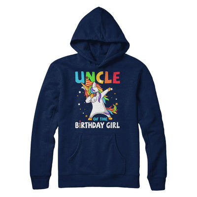 UNCLE Of The Birthday Girl Dabbing Unicorn Party-T-Shirt & Hoodie-Pullover Hoodie-Navy