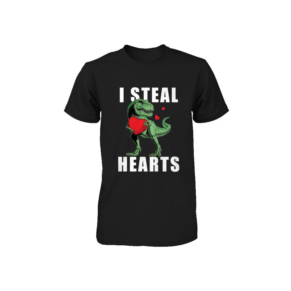 I Steal Hearts Funny Valentines Day Dinosaur T-Rex Boys Youth-Youth Shirt-Toddler T-Shirt-Black