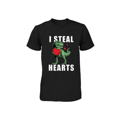I Steal Hearts Funny Valentines Day Dinosaur T-Rex Boys Youth-Youth Shirt-Toddler T-Shirt-Black