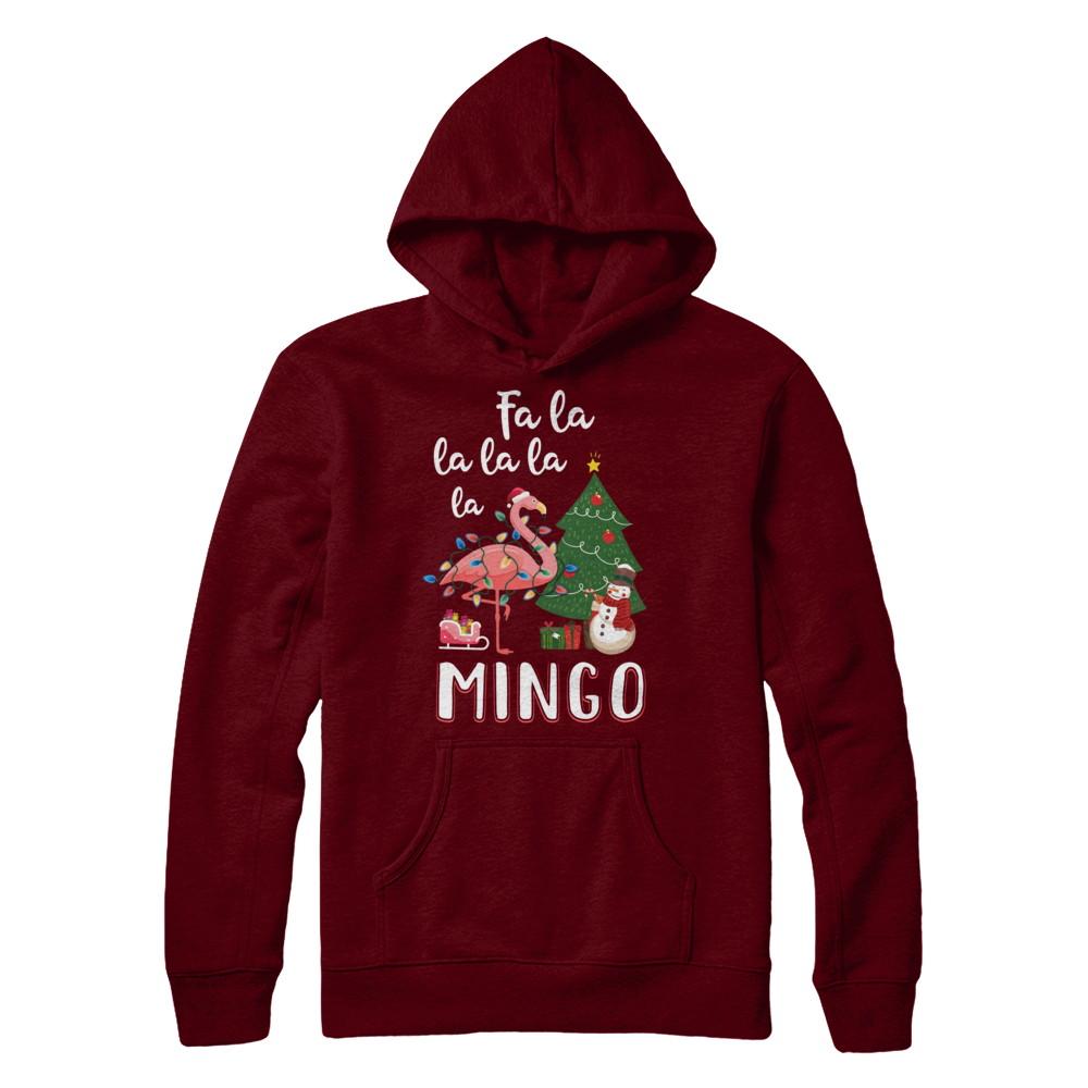 Cute Pink Flamingo Santa Hat Merry Christmas-T-Shirt & Hoodie-Pullover Hoodie-Maroon