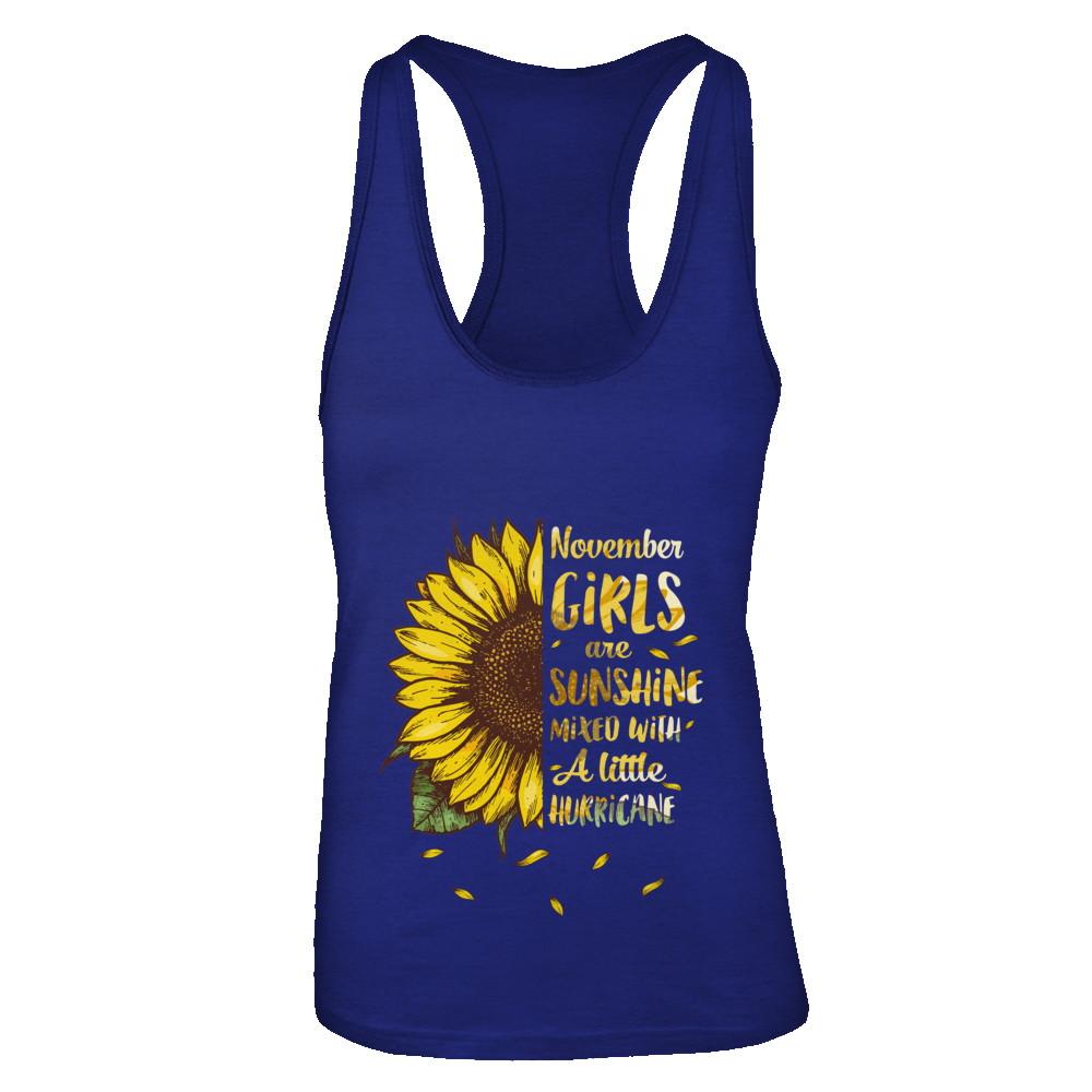 November Girls Are Sunshine Mixed With A Little Hurricane-T-Shirt & Tank Top-Women's Ideal Racerback Tank-Royal