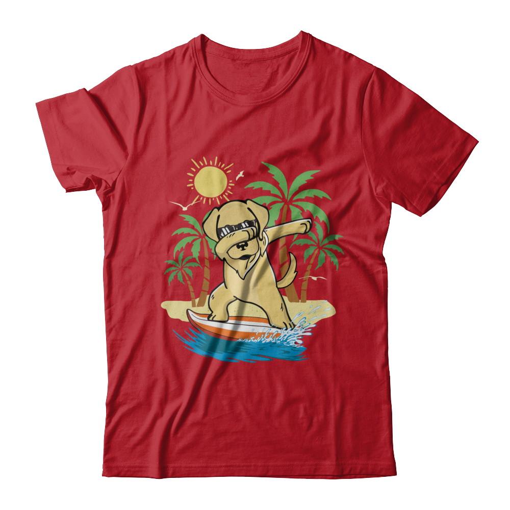 Summer Vacation Dabbing Golden Retriever Surfing Surfboard Gift-T-Shirt & Hoodie-Classic T-Shirt-Red