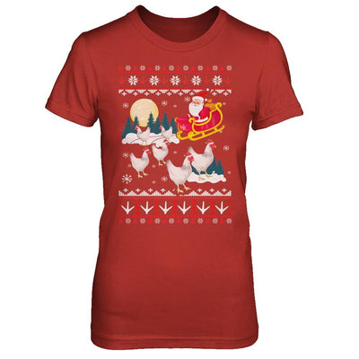 Funny Chicken Ugly Christmas Sweater Gifts-T-Shirt & Sweatshirt-Women's T-Shirt-Red
