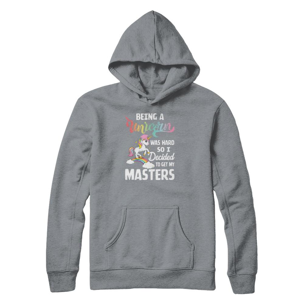 Funny Unicorn Masters Degree Graduation Graduate Gift-T-Shirt & Tank Top-Pullover Hoodie-Light Steel