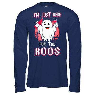 I'm Just Here For The Boos Halloween Wine-T-Shirt & Hoodie-Long Sleeve T-Shirt-Navy