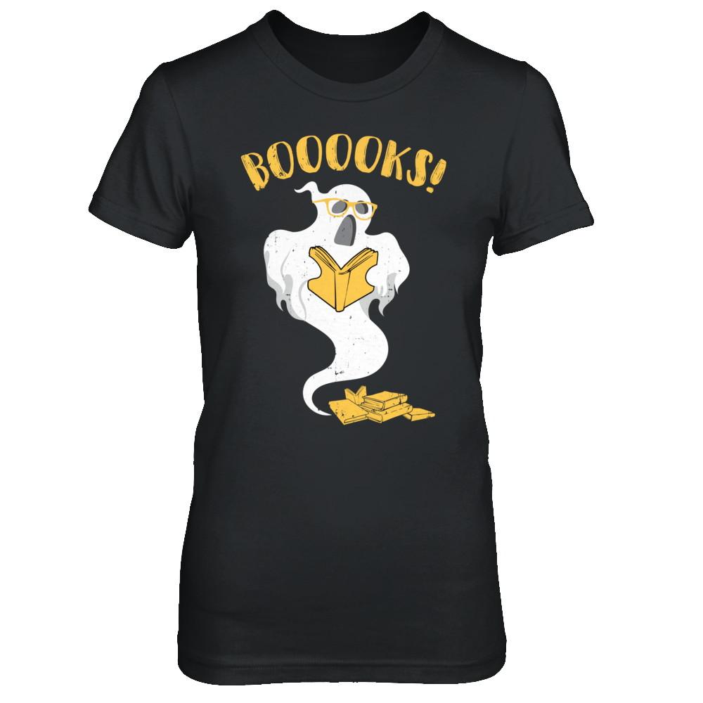 Book Reader Nerd Ghost Reading Books Halloween-T-Shirt & Hoodie-Women's T-Shirt-Black