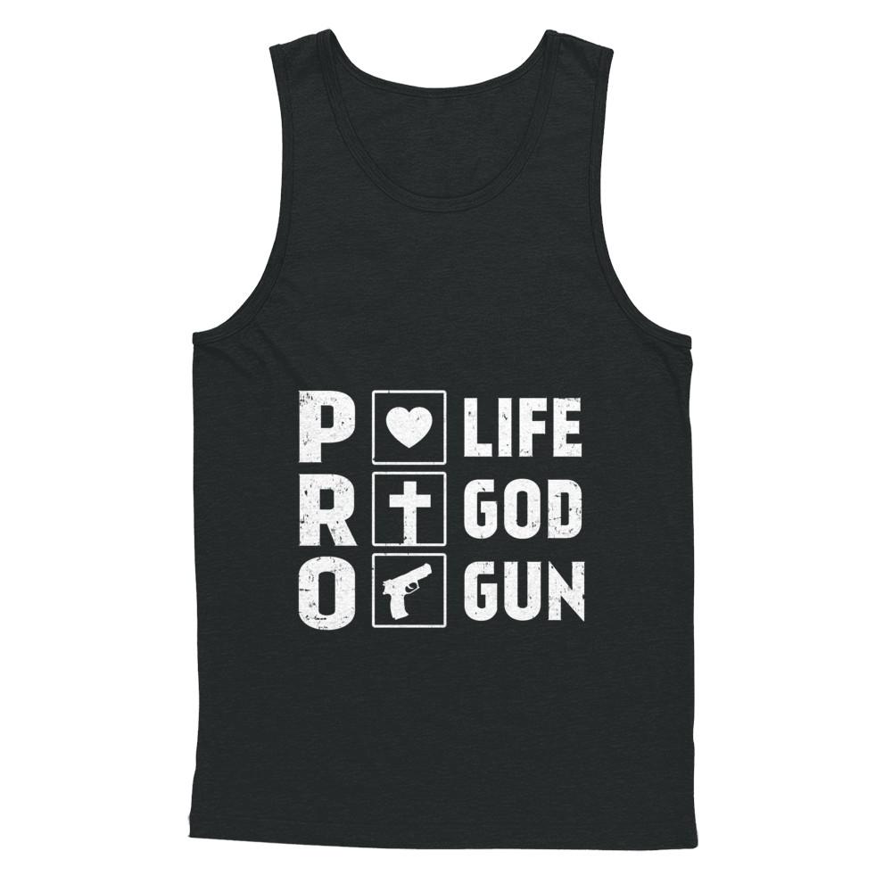 Pro Life Pro God Pro Gun America-T-Shirt & Hoodie-Unisex Tank-Black
